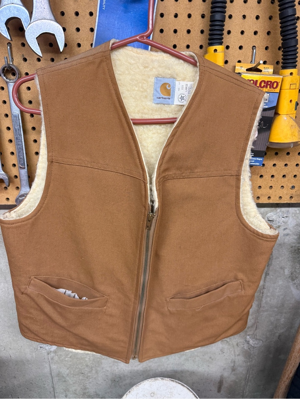 Vintage Carhartt 6SV Vest Duck Canvas Sherpa Lined - Large - Like New